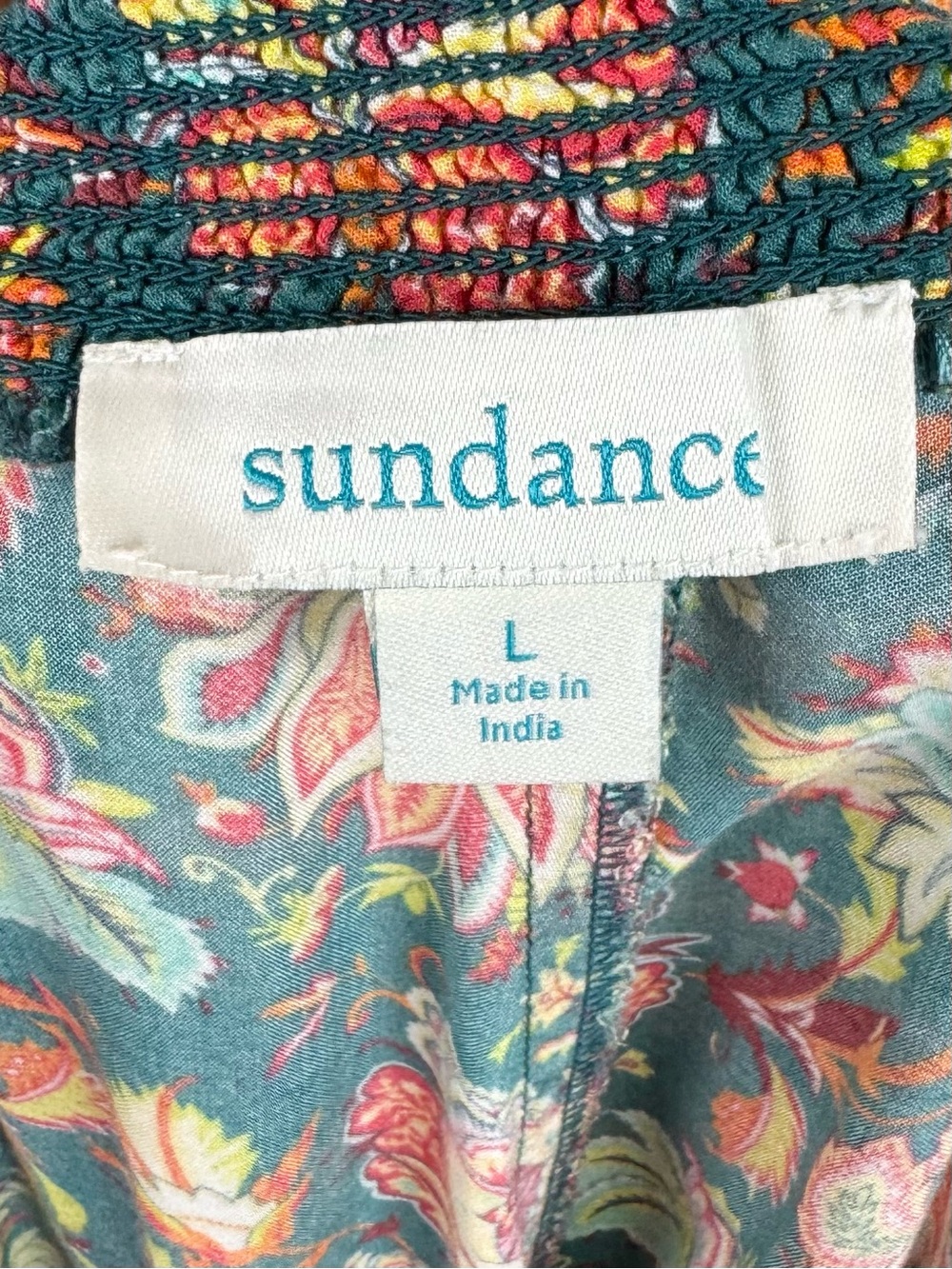 Sundance Teal Floral Cinched Ankle Harem Riya Pull On Pants L Boho Baggy Madora - Picture 5 of 8